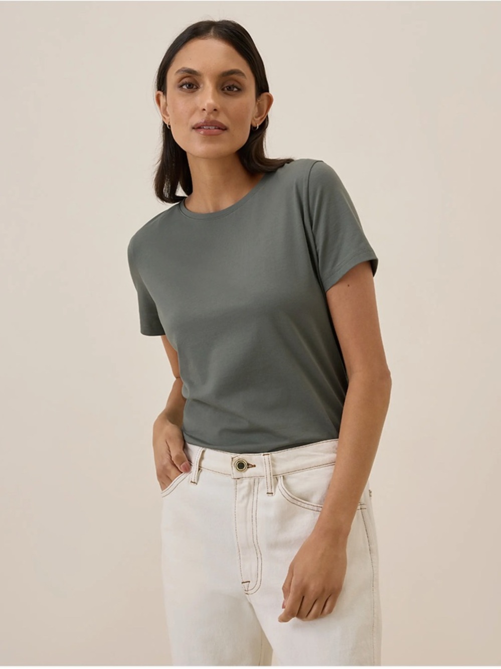 Pact Women's Short Sleeve Luxe Tee in Castor Green